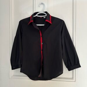 Black and Red Uniqlo Blouse